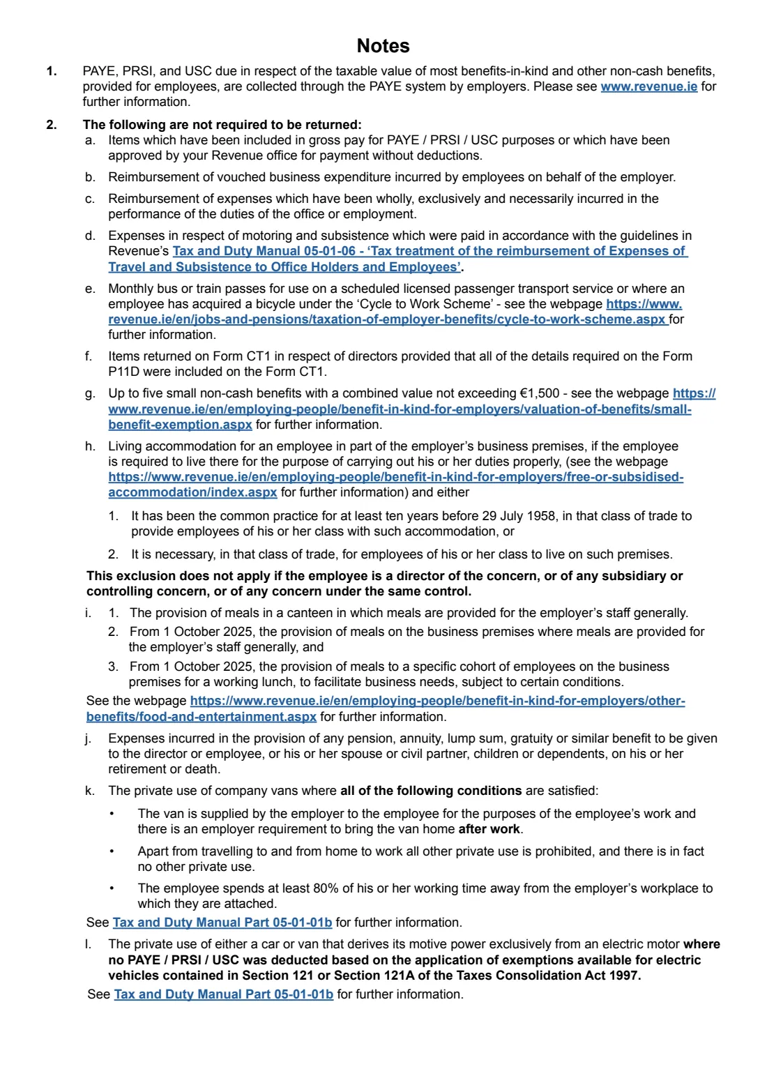 Form P11D (employer benefits return) 2025 (2025) Form P11D: Return by employer of benefits, non-cash emoluments and payments not subjected to PAYE / USC provided to directors and certain employees — page 3 of 4