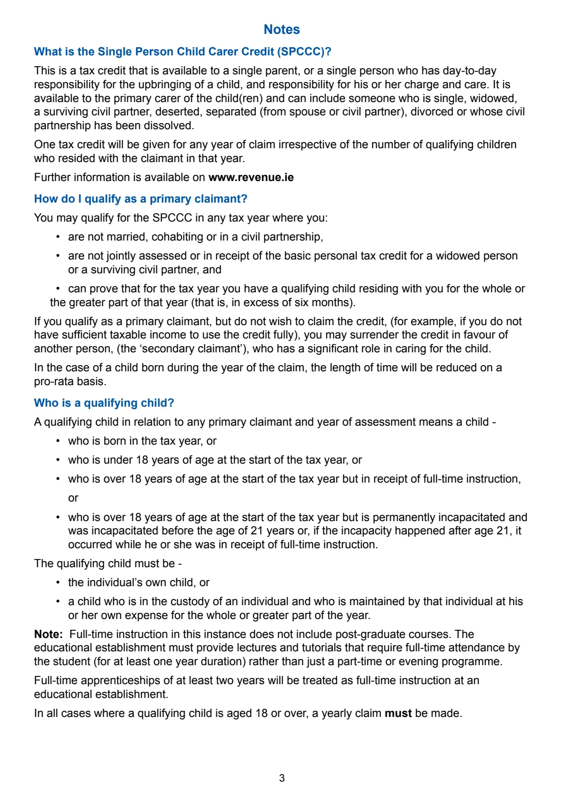 Form SPCC1 (Single Person Child Carer Credit) (2024) Claim for Single Person Child Carer Credit: primary claimant (SPCC1) — page 3 of 4