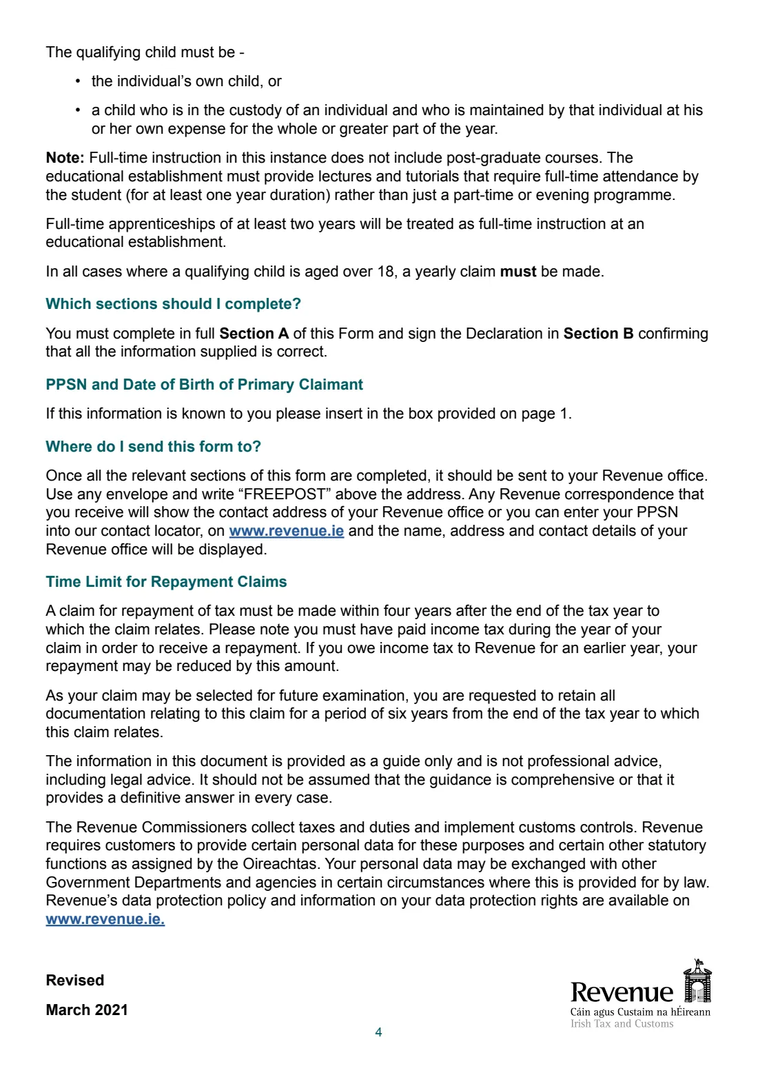 Form SPCC2 (Single Person Child Carer Credit, secondary claimant) (2021) Claim for Single Person Child Carer Credit: secondary claimant (SPCC2) — page 4 of 4