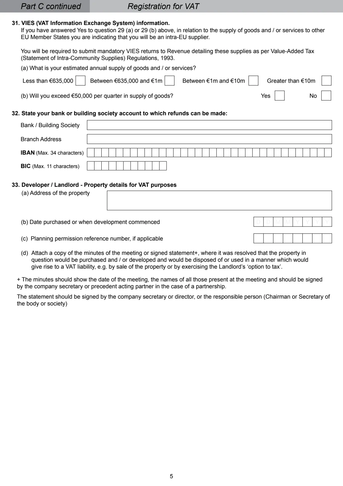 Form TR2 (company tax registration) (2026) Tax Registration for Resident Companies Registering for Tax in Ireland (Form TR2) — page 5 of 8