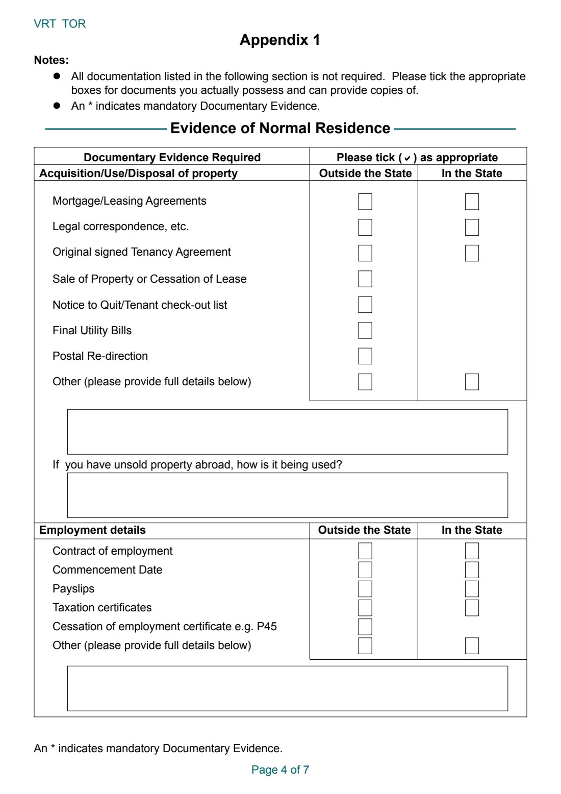 VRT TOR (transfer of residence relief) (2026) Transfer of Residence from within the EU: Application and Declaration for Relief from Vehicle Registration Tax (VRT) — page 4 of 7