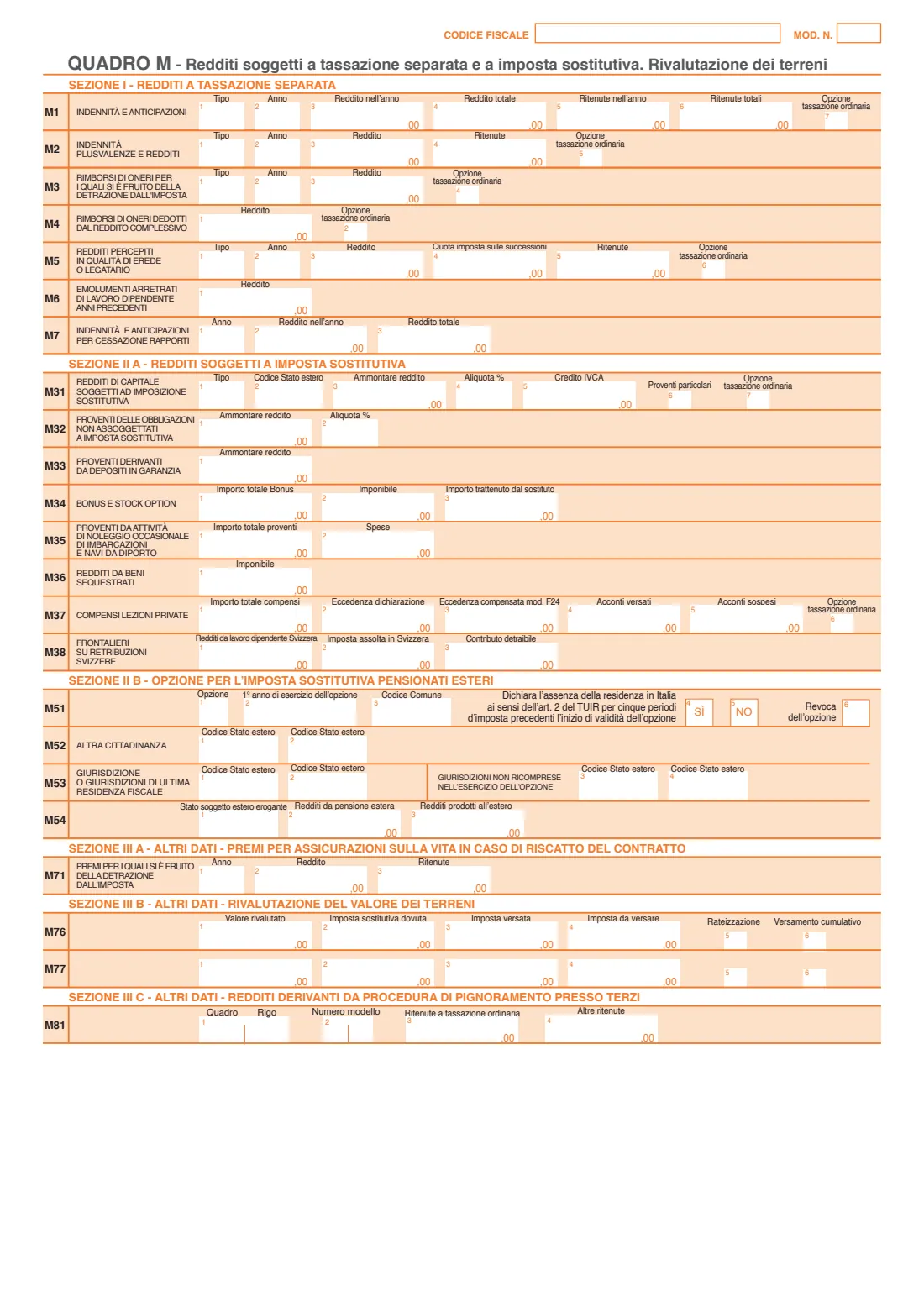 Modello 730/2026 (2026) Modello 730/2026 — dichiarazione dei redditi 2025 (Italian simplified income tax return for employees and pensioners, editable version) — page 6 of 11