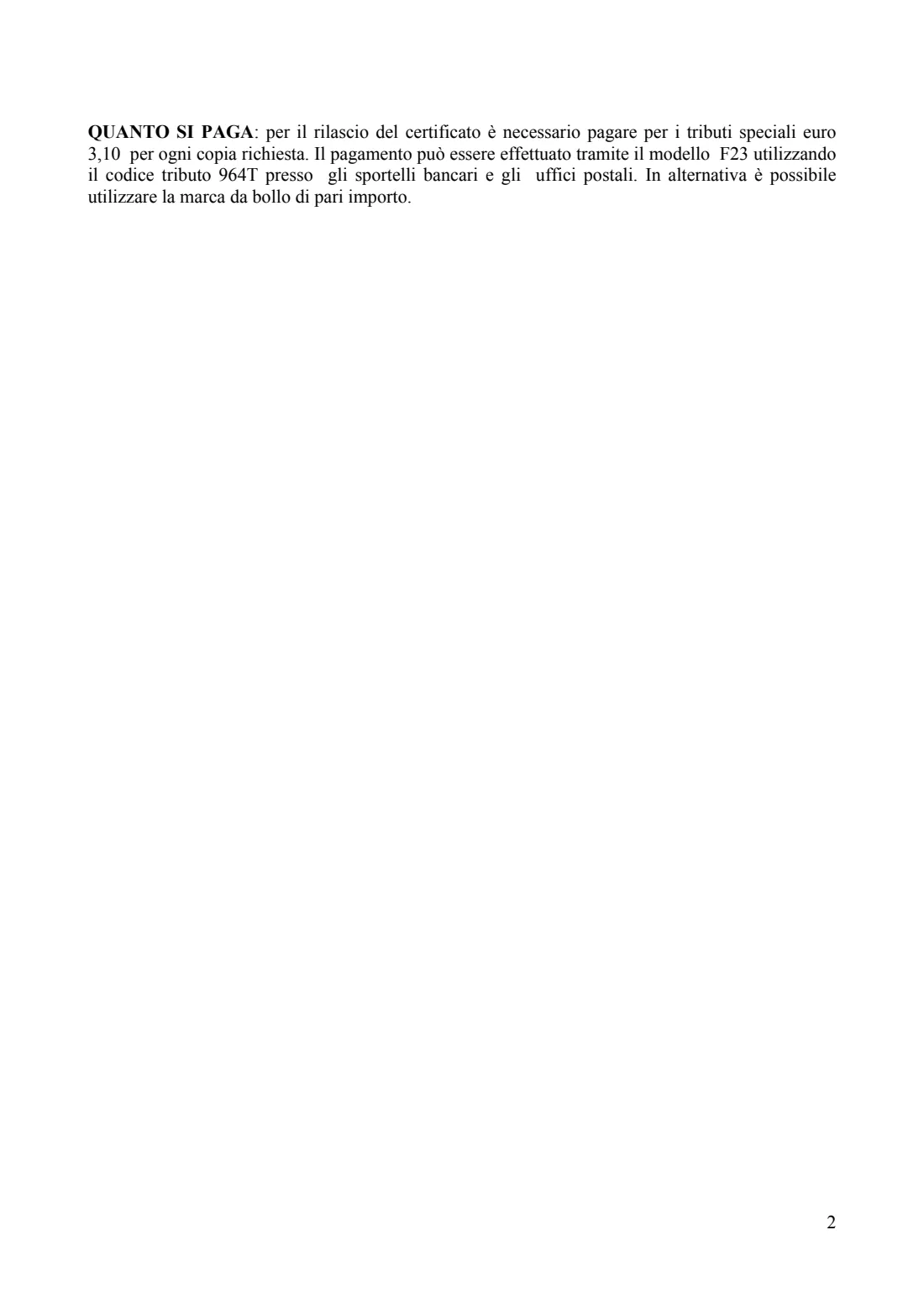 Italian tax residence certificate request (2017) Richiesta di attestato di residenza fiscale contro le doppie imposizioni (request for a certificate of Italian tax residence under a double-tax treaty) — page 2 of 4