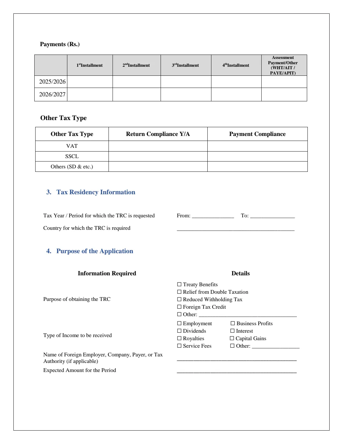 Tax Residency Certificate application (2026) Application for Tax Residency Certificate (TRC) — page 2 of 3