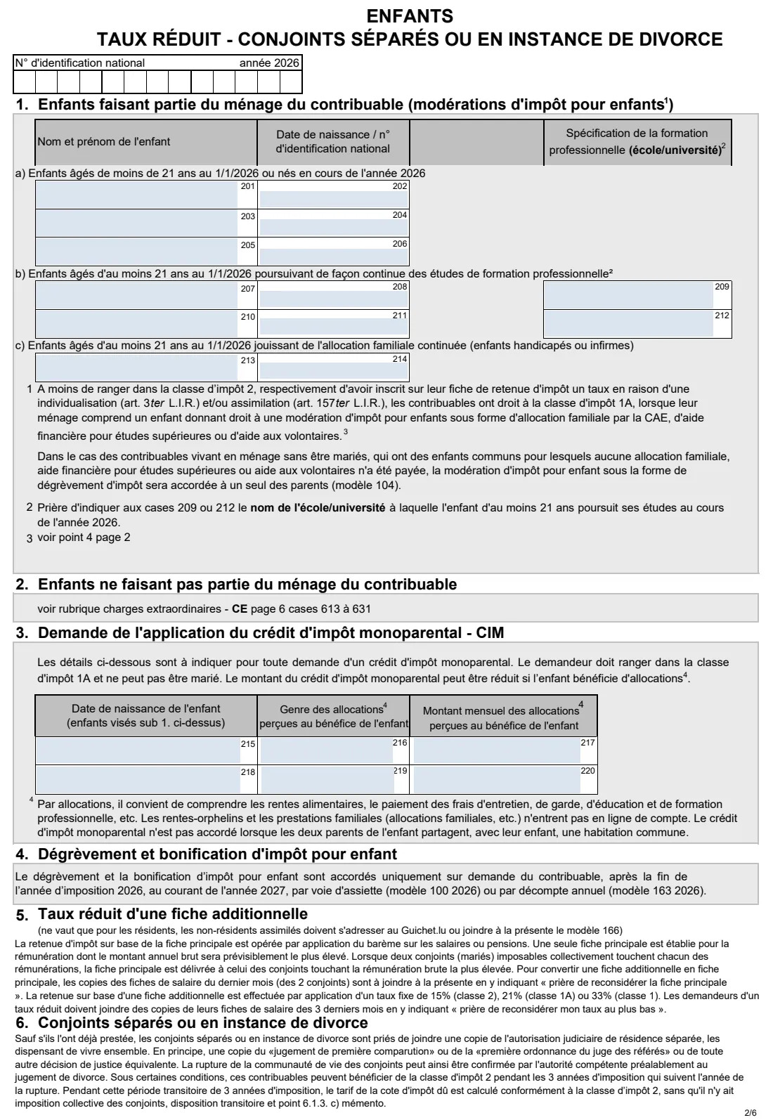 164 R — Tax card request 2026 (2026) Demande d'établissement / de modification de la fiche de retenue d'impôt 2026 (modèle 164 R F) — page 2 of 6