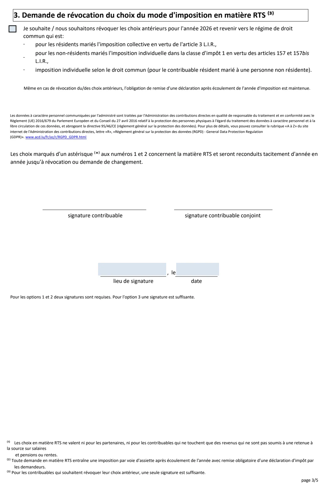 166 — Joint or individual taxation choice 2026 (2026) Options en matière d'imposition collective et individuelle pour l'année 2026 (modèle 166 F) — page 3 of 5