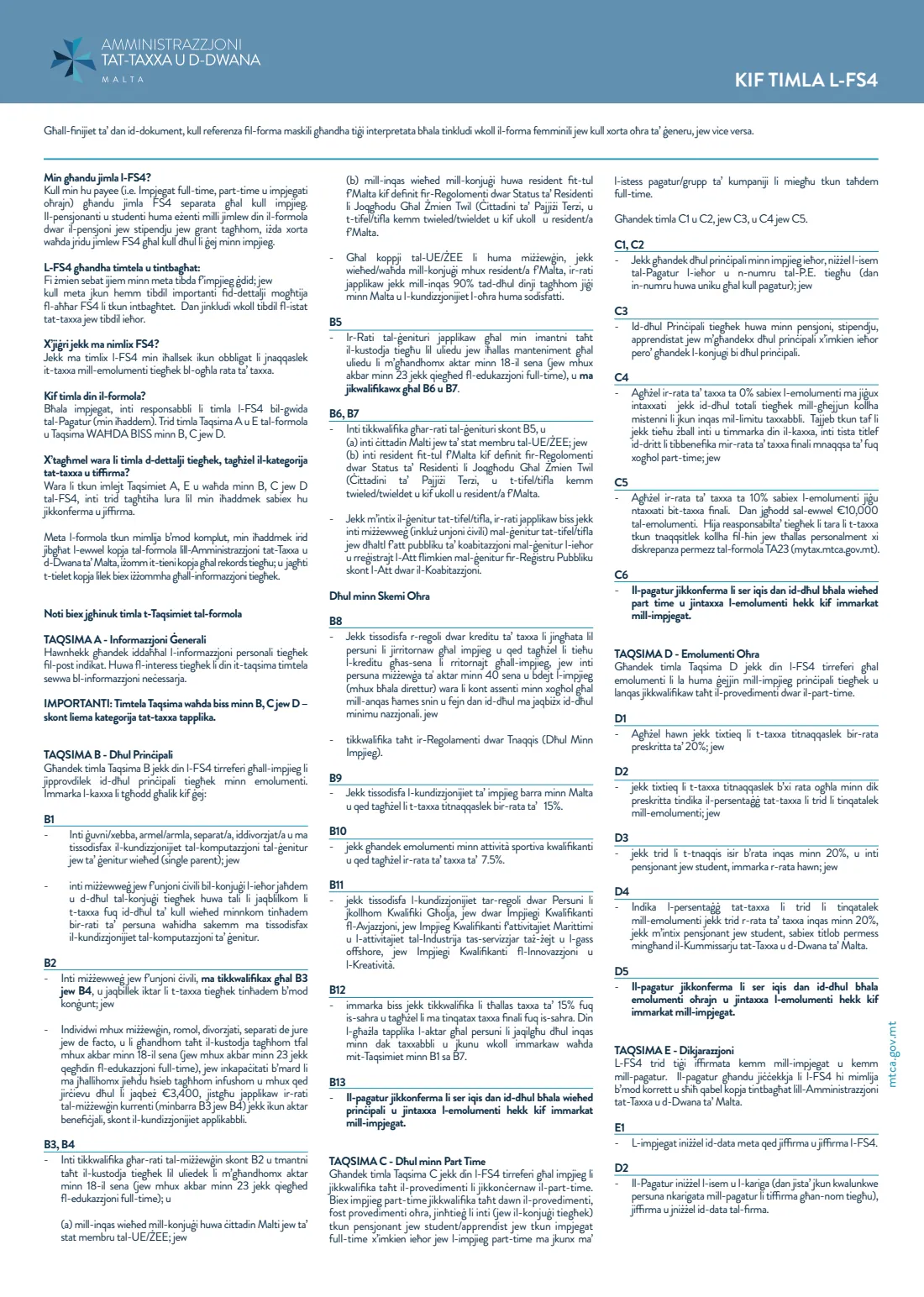 FS4 — payee status declaration (tax status for a new job) (2026) FS4 Payee Status Declaration (Final Settlement System) — page 2 of 4