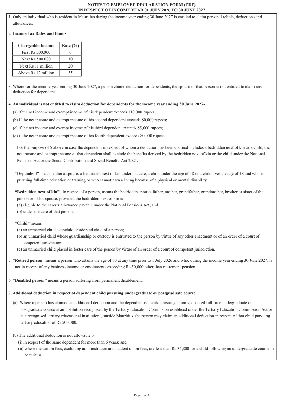 EDF (PAYE) 2026-27 (2026) Pay As You Earn (PAYE) — Employee Declaration Form (EDF), income year 1 July 2026 to 30 June 2027 — page 2 of 4