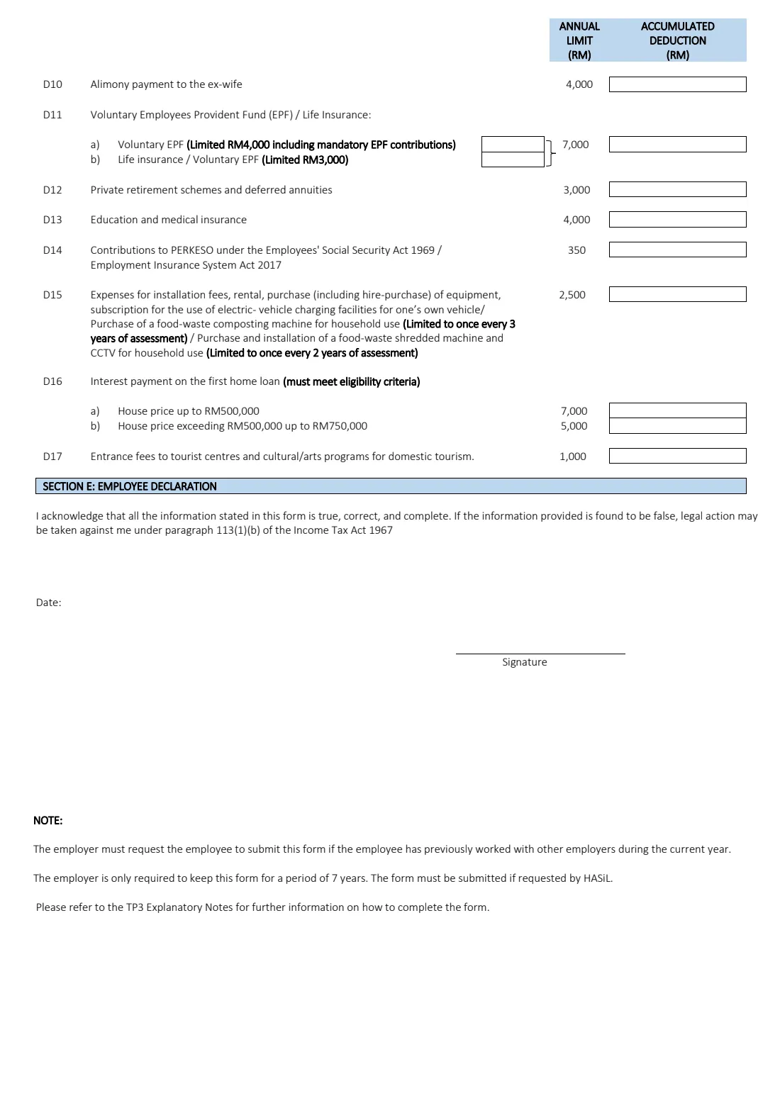 Form TP3 (PCB) (2026) Tax Deduction Information from Previous Employment in the Current Year (PCB) — page 3 of 3
