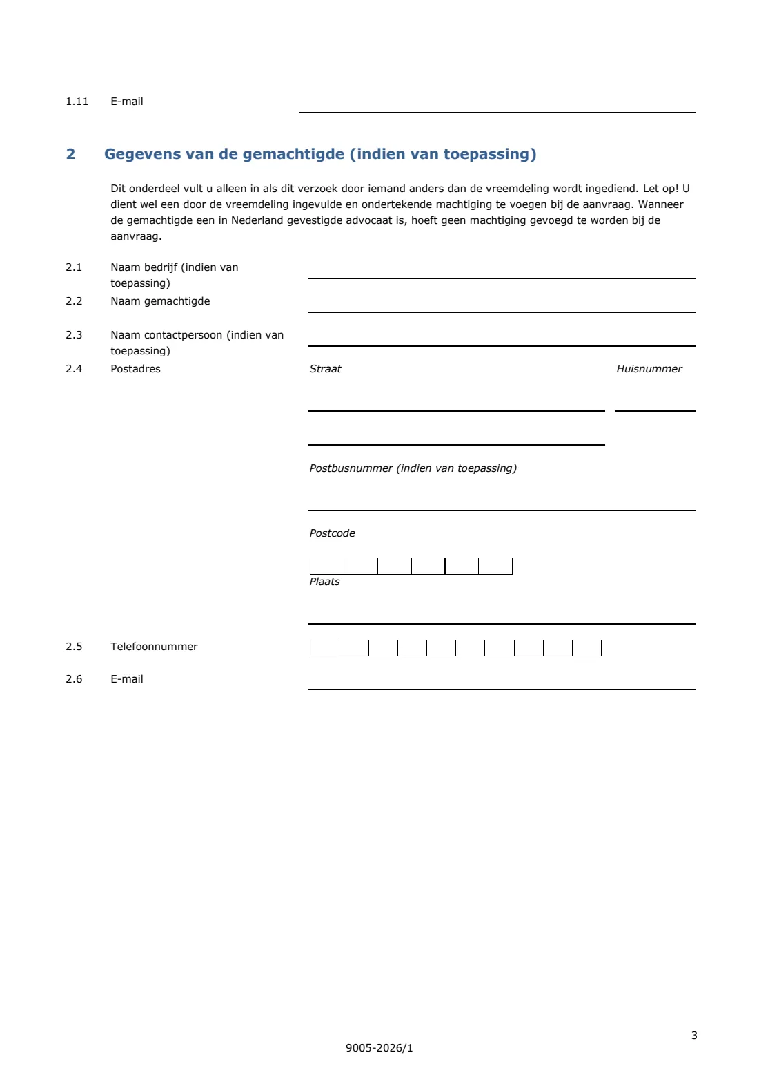 9005 request to register your departure from the EU (2026) Request to register actual departure from the Netherlands (Verzoek tot het registreren van feitelijk vertrek) — page 3 of 6