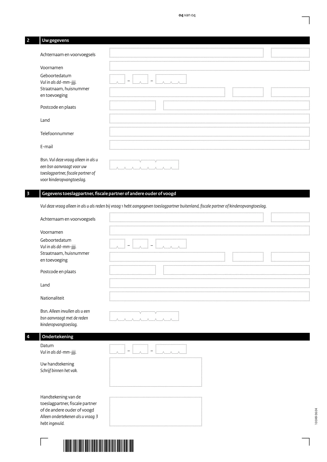 Aanvraag burgerservicenummer (apply for a BSN from abroad) (2025) Aanvraag burgerservicenummer — page 4 of 4