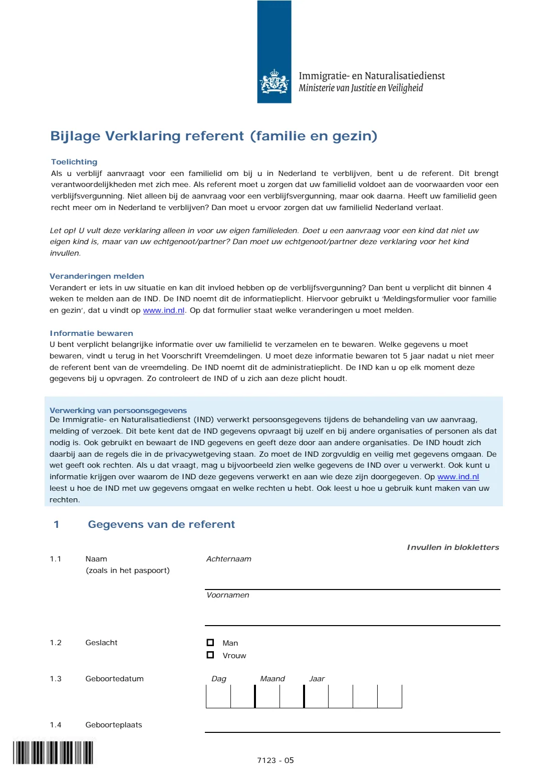 B07003 residence permit for a child born in the Netherlands (2025) Residence permit application for a child born in the Netherlands (Aanvraag verblijfsvergunning: in Nederland geboren kind) — page 13 of 14