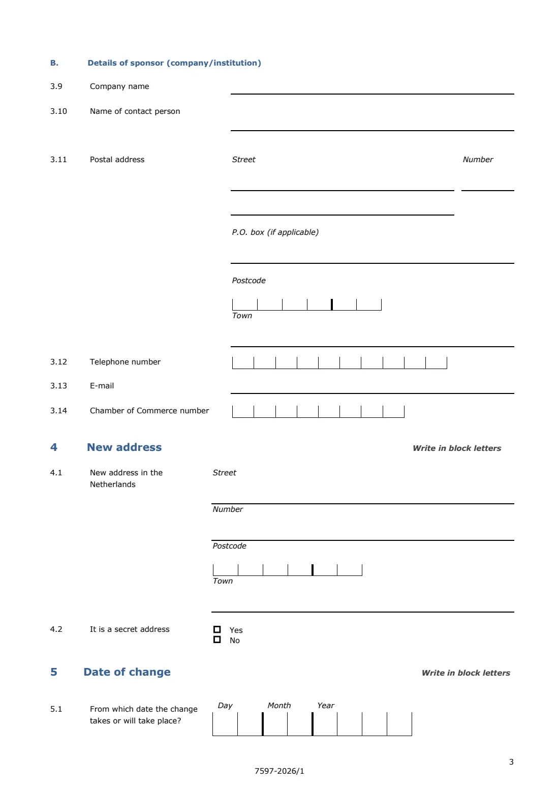 7597 Reporting form for foreign nationals (changes in your situation) (2026) Reporting form for foreign nationals — page 3 of 4