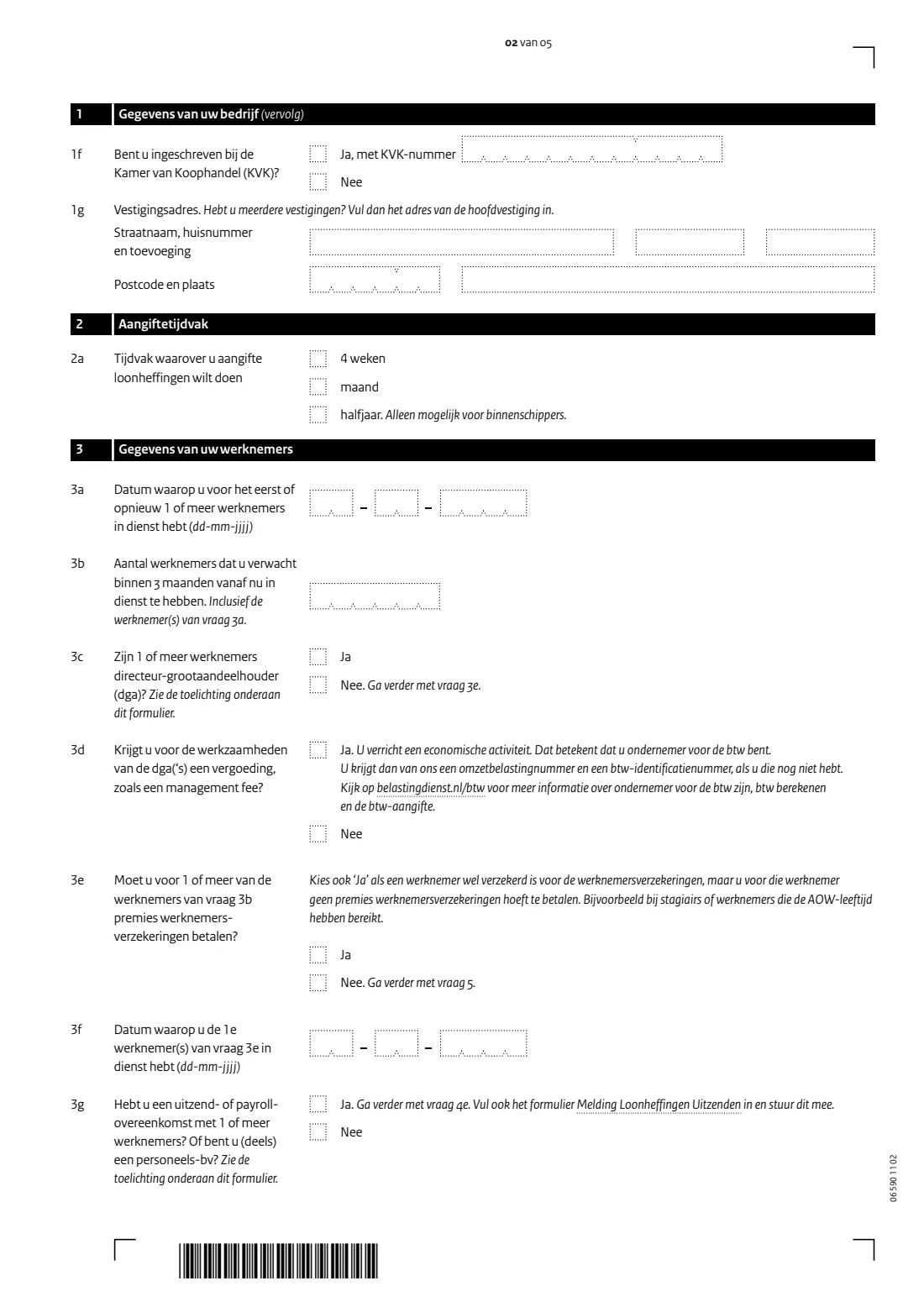 Aanmelding werkgever (register as an employer for payroll taxes) (2026) Melding Loonheffingen Aanmelding werkgever — page 2 of 5