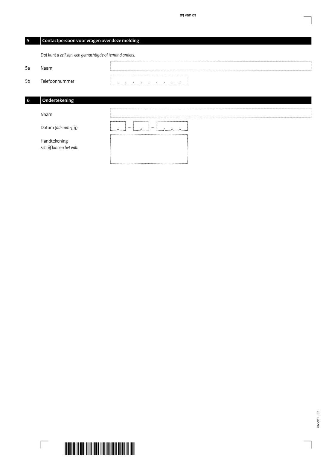 LH 593 — Register as an employer of domestic staff (2026) Melding Loonheffingen — Werkgever van personeel aan huis — page 3 of 3