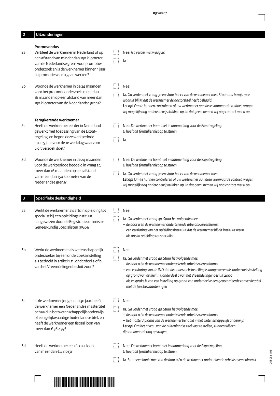 LH 598 - Expatregeling (30%-regeling) 2026 (2026) Verzoek 2026 Loonheffingen - Expatregeling (30%-regeling): request to apply the 30% ruling for an employee — page 3 of 7
