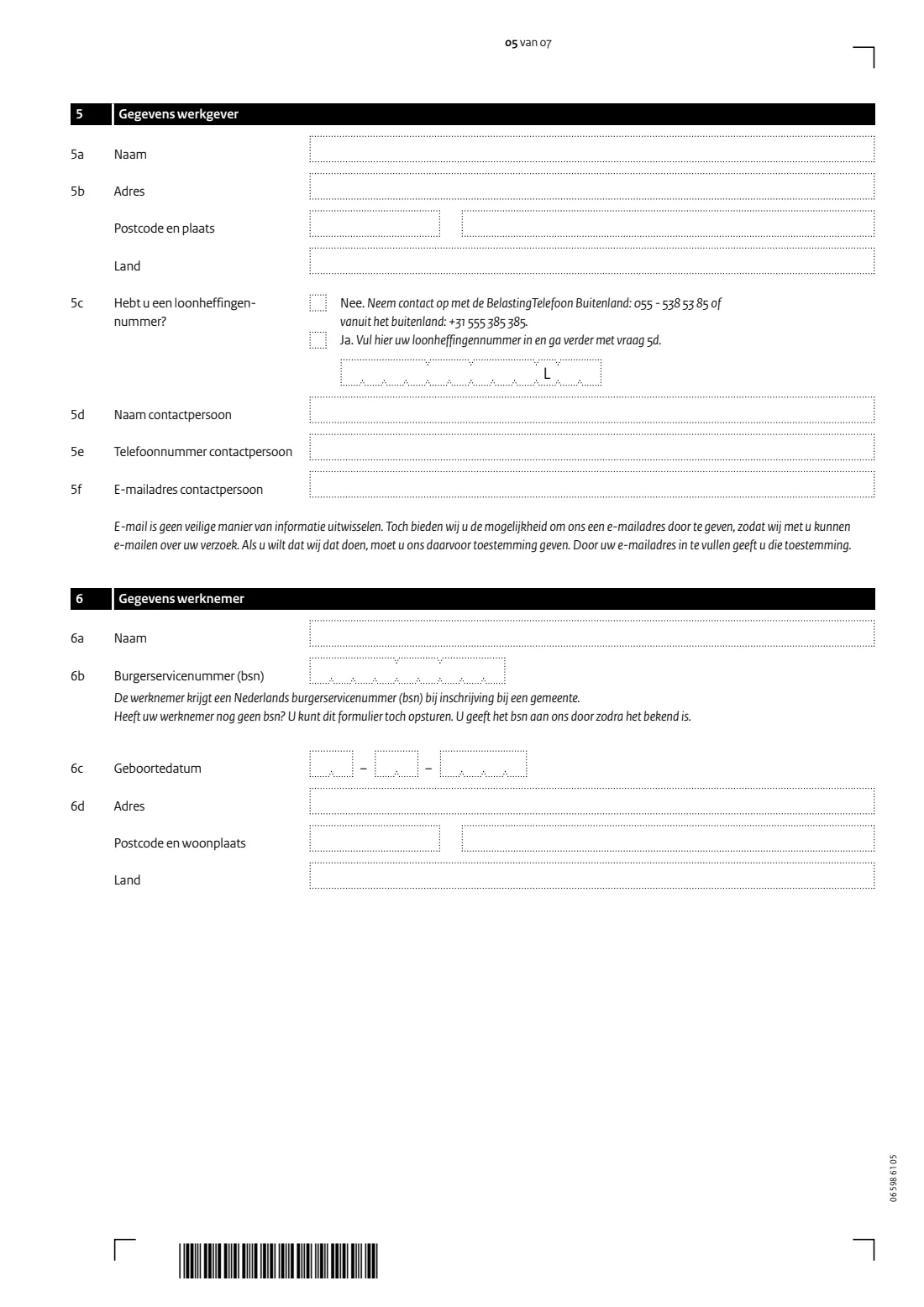 LH 598 - Expatregeling (30%-regeling) 2026 (2026) Verzoek 2026 Loonheffingen - Expatregeling (30%-regeling): request to apply the 30% ruling for an employee — page 5 of 7