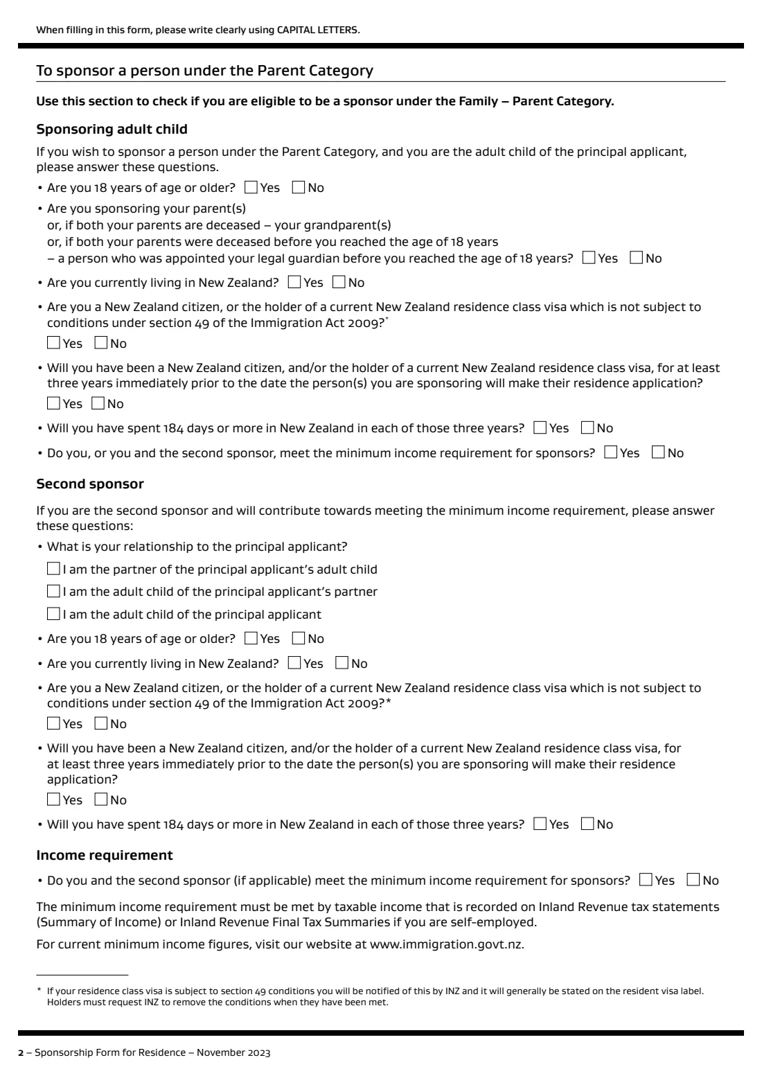 INZ 1024 parent category sponsorship (2023) Sponsorship Form for Residence (INZ 1024) — page 2 of 12
