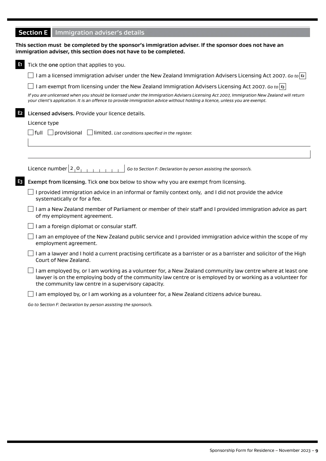 INZ 1024 parent category sponsorship (2023) Sponsorship Form for Residence (INZ 1024) — page 9 of 12