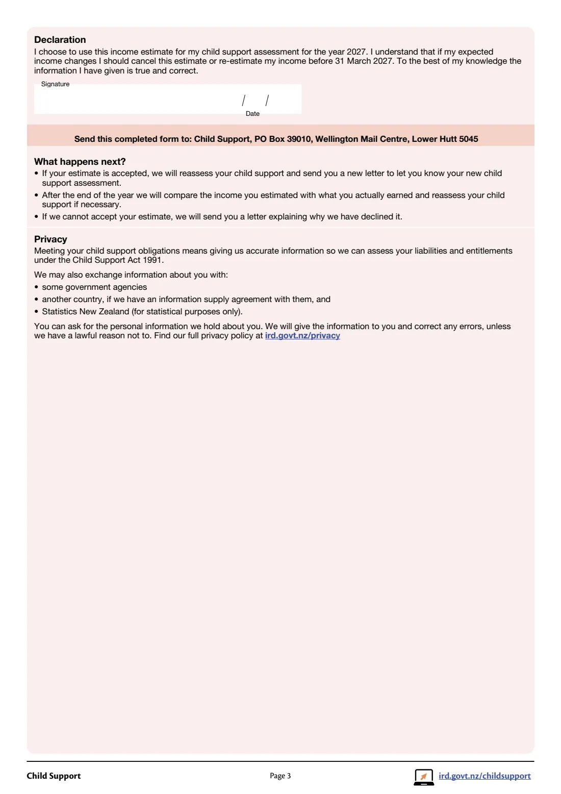 IR104 (child support income estimate 2027) (2026) Estimate of income for child support assessment 2027 — page 3 of 3