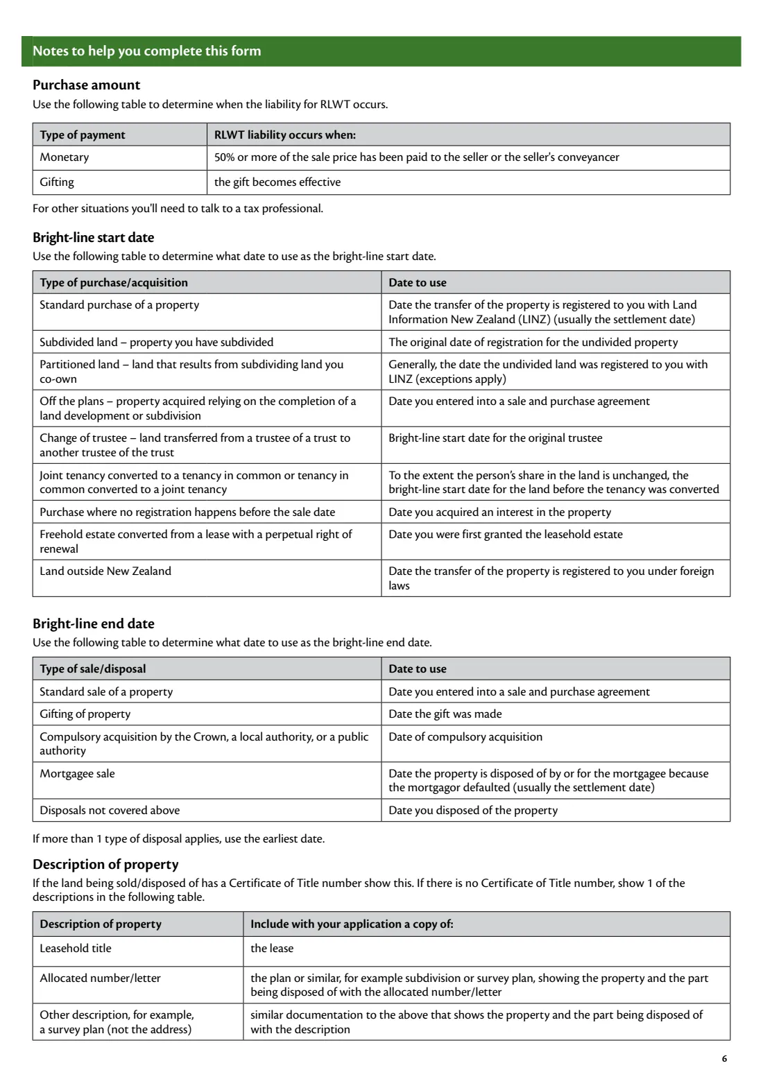 IR1101 RLWT declaration (2026) Residential land withholding tax (RLWT) declaration — page 6 of 7