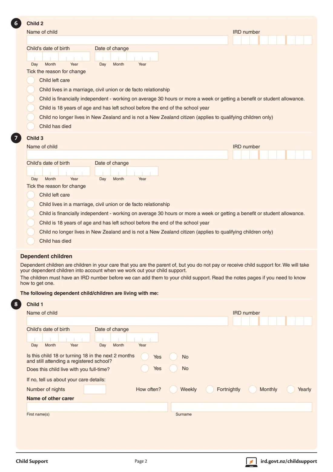 IR116 (child support change of circumstances) (2021) Child support - change of circumstances — page 2 of 6