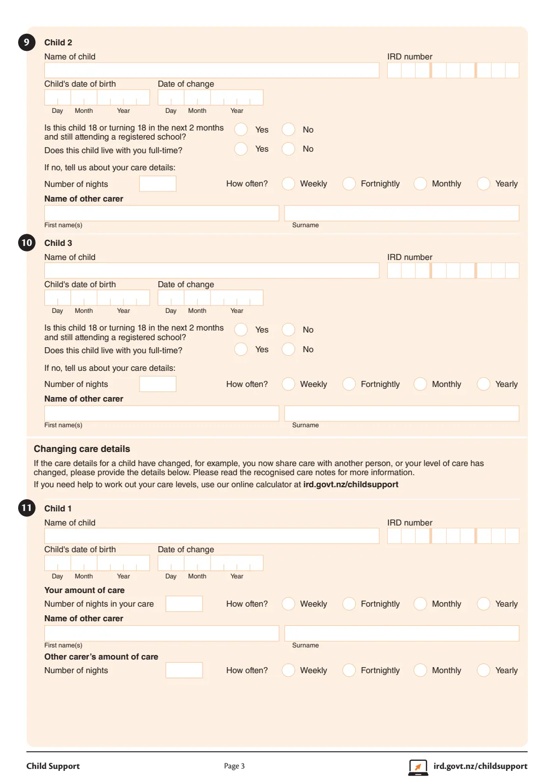 IR116 (child support change of circumstances) (2021) Child support - change of circumstances — page 3 of 6