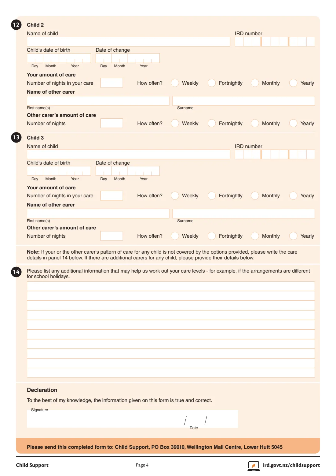 IR116 (child support change of circumstances) (2021) Child support - change of circumstances — page 4 of 6