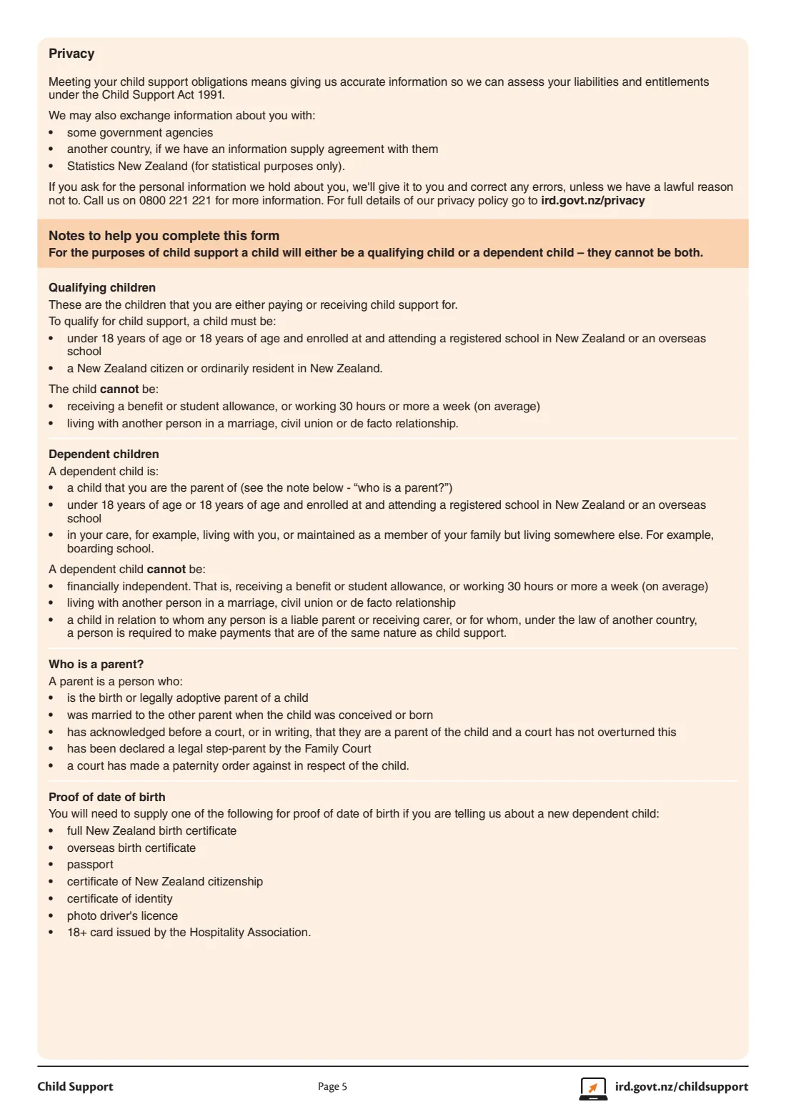 IR116 (child support change of circumstances) (2021) Child support - change of circumstances — page 5 of 6