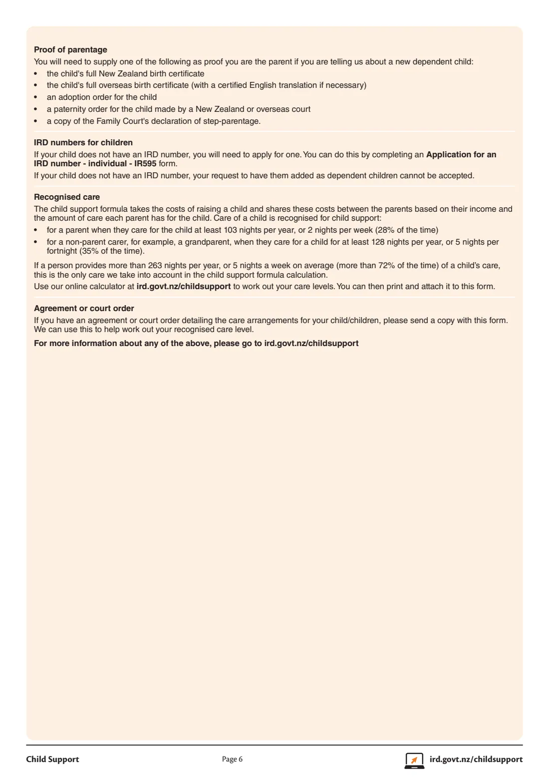 IR116 (child support change of circumstances) (2021) Child support - change of circumstances — page 6 of 6