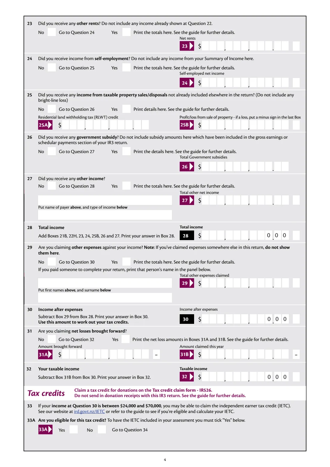 IR3 Individual tax return 2026 (2026) Individual tax return 2026 (1 April 2025 to 31 March 2026) — page 4 of 7