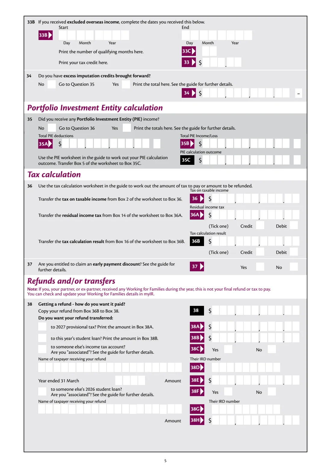 IR3 Individual tax return 2026 (2026) Individual tax return 2026 (1 April 2025 to 31 March 2026) — page 5 of 7