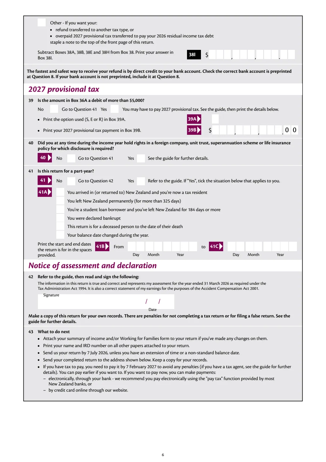 IR3 Individual tax return 2026 (2026) Individual tax return 2026 (1 April 2025 to 31 March 2026) — page 6 of 7