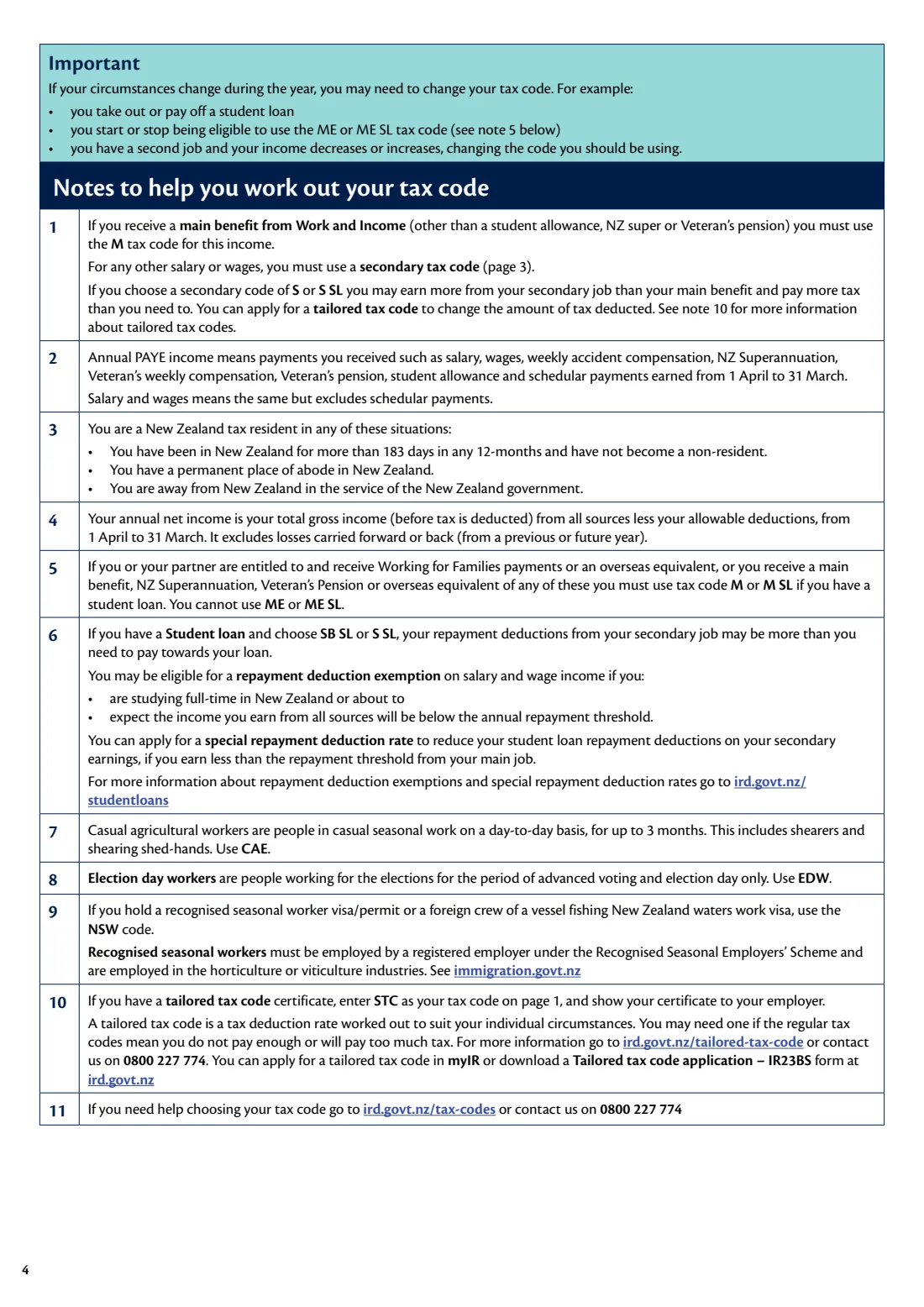 IR330 Tax code declaration (2026) Tax code declaration — page 4 of 4