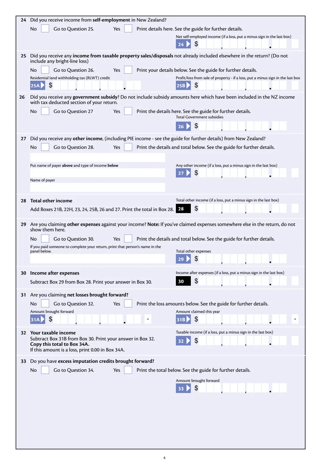 IR3NR 2026 Non-resident tax return (2026) Income tax return: Non-resident individual taxpayers 2026 (1 April 2025 to 31 March 2026) — page 4 of 6