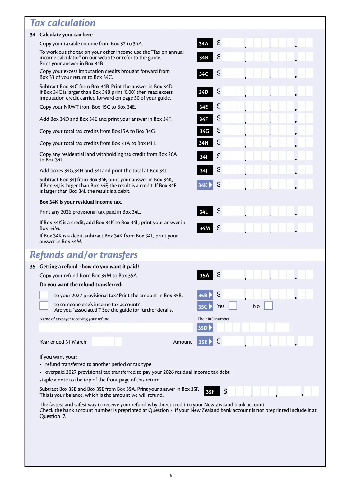 IR3NR 2026 Non-resident tax return (2026) Income tax return: Non-resident individual taxpayers 2026 (1 April 2025 to 31 March 2026) — page 5 of 6