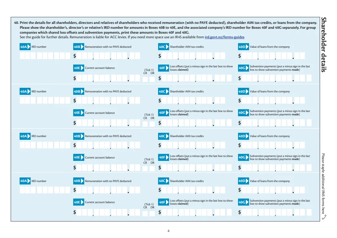 IR4 Company tax return 2026 (2026) Income tax return: companies 2026 (1 April 2025 to 31 March 2026) — page 6 of 7