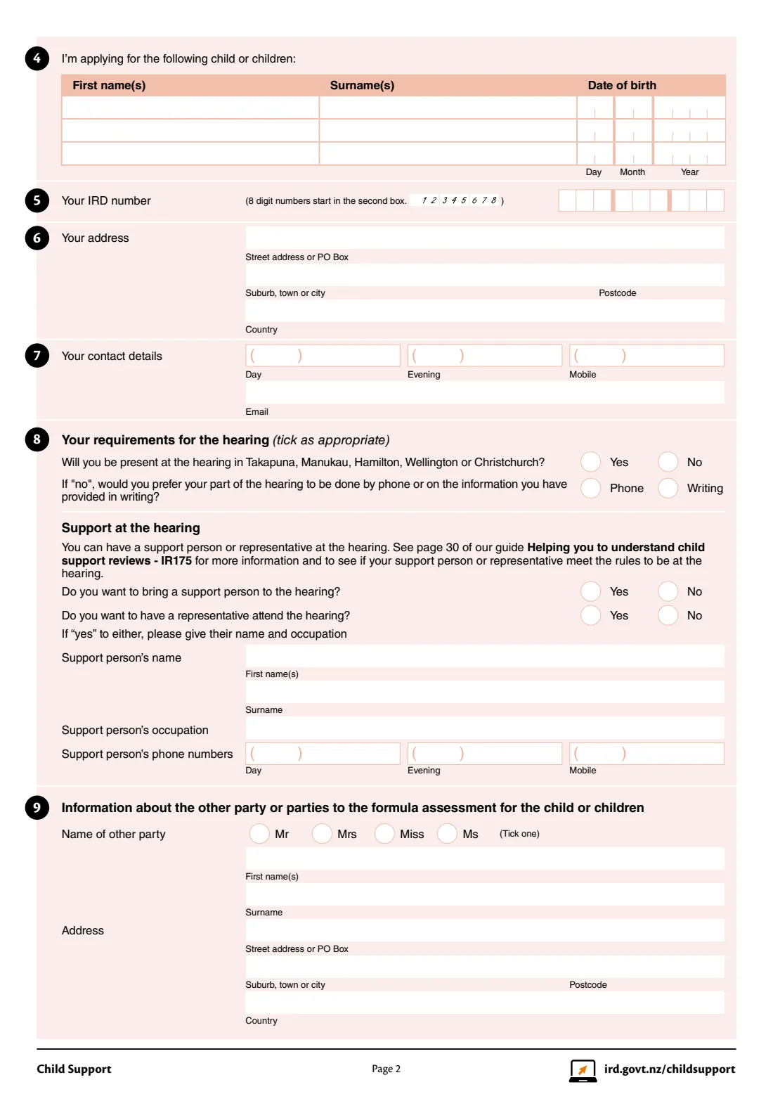 IR470 Child support administrative review (2021) Child Support - application for an administrative review — page 2 of 3