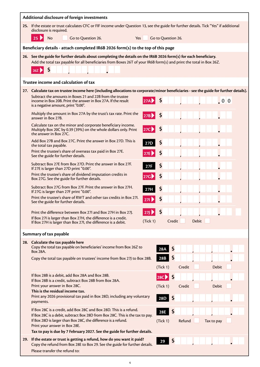 IR6 Estate or trust return 2026 (2026) Income tax return: estate or trust 2026 (1 April 2025 to 31 March 2026) — page 4 of 6