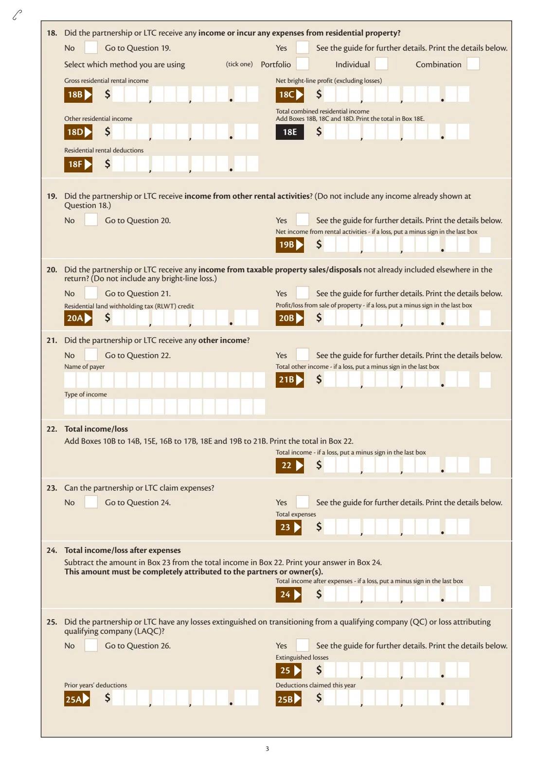 IR7 Partnership and LTC return 2026 (2026) Income tax return: partnerships and look-through companies (LTCs) 2026 (1 April 2025 to 31 March 2026) — page 3 of 4