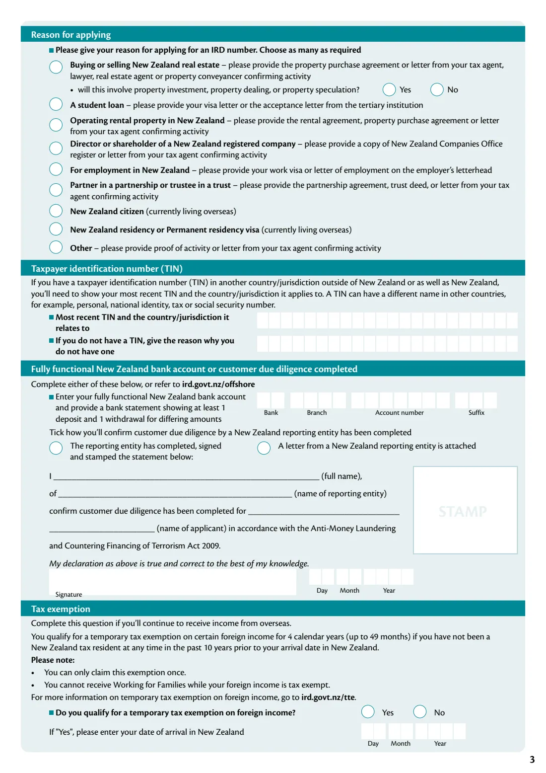 IR742 IRD number application — offshore individual (2025) IRD number application — offshore individual — page 3 of 4
