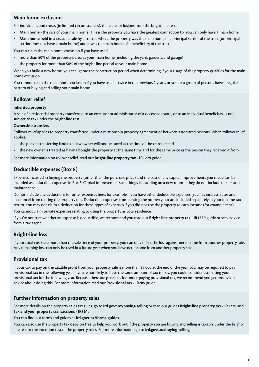 IR833 Bright-line property sale information (2025) Bright-line property sale information — page 4 of 8