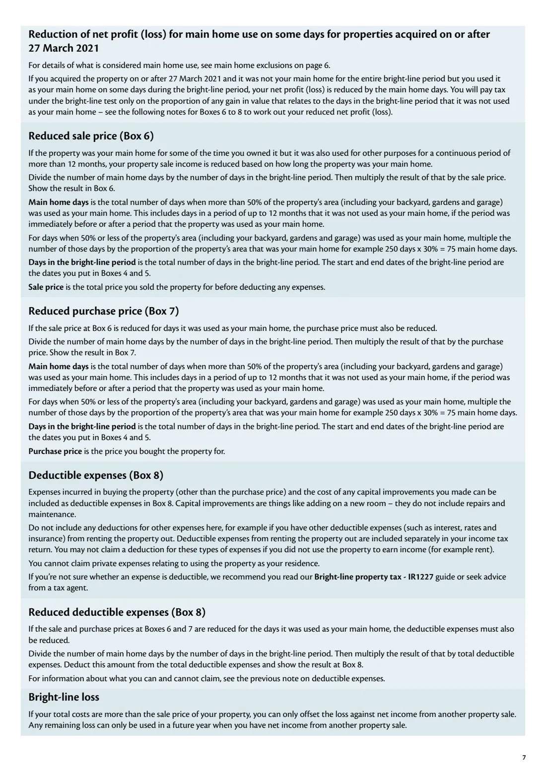 IR833 Bright-line property sale information (2025) Bright-line property sale information — page 7 of 8
