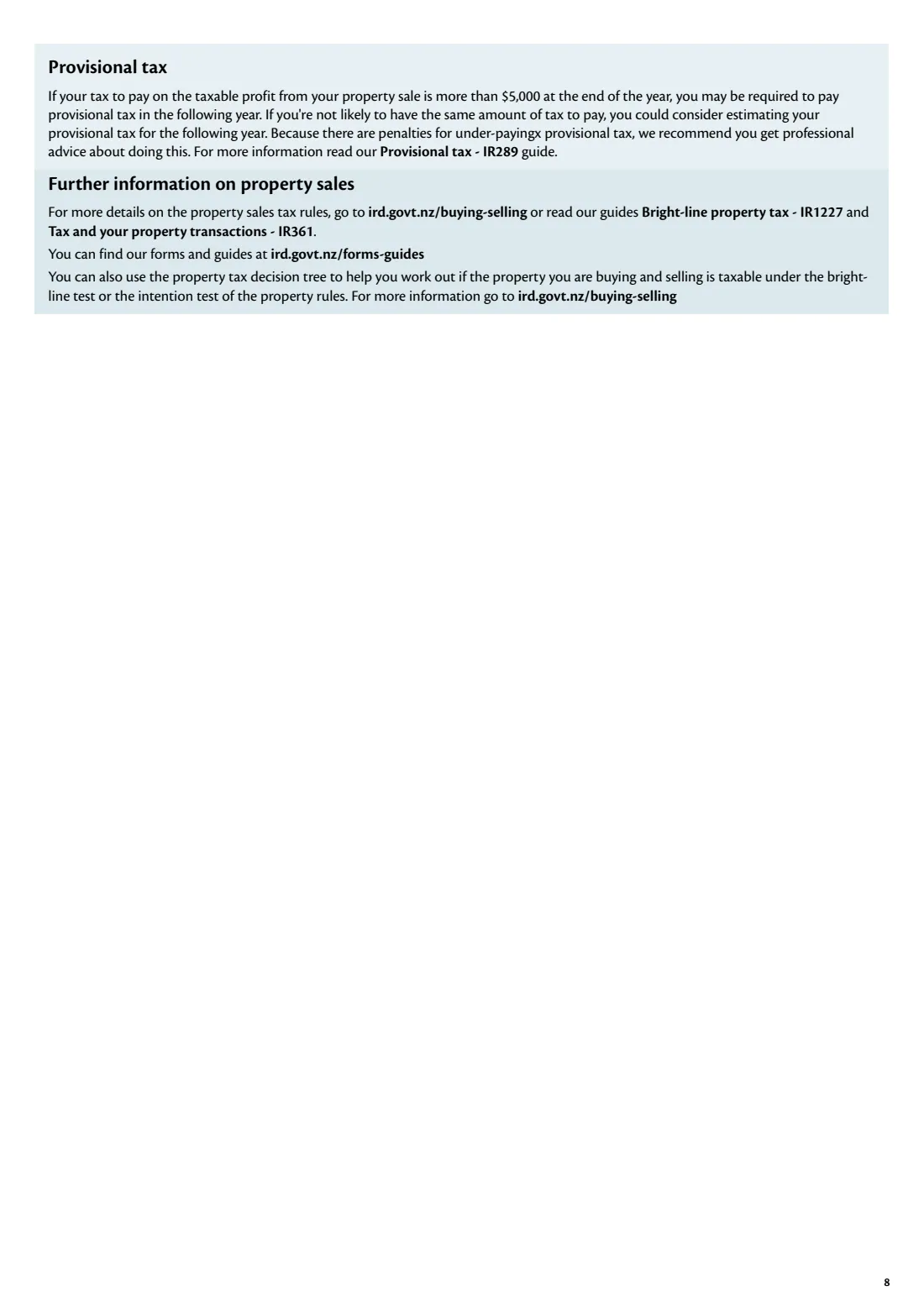 IR833 Bright-line property sale information (2025) Bright-line property sale information — page 8 of 8