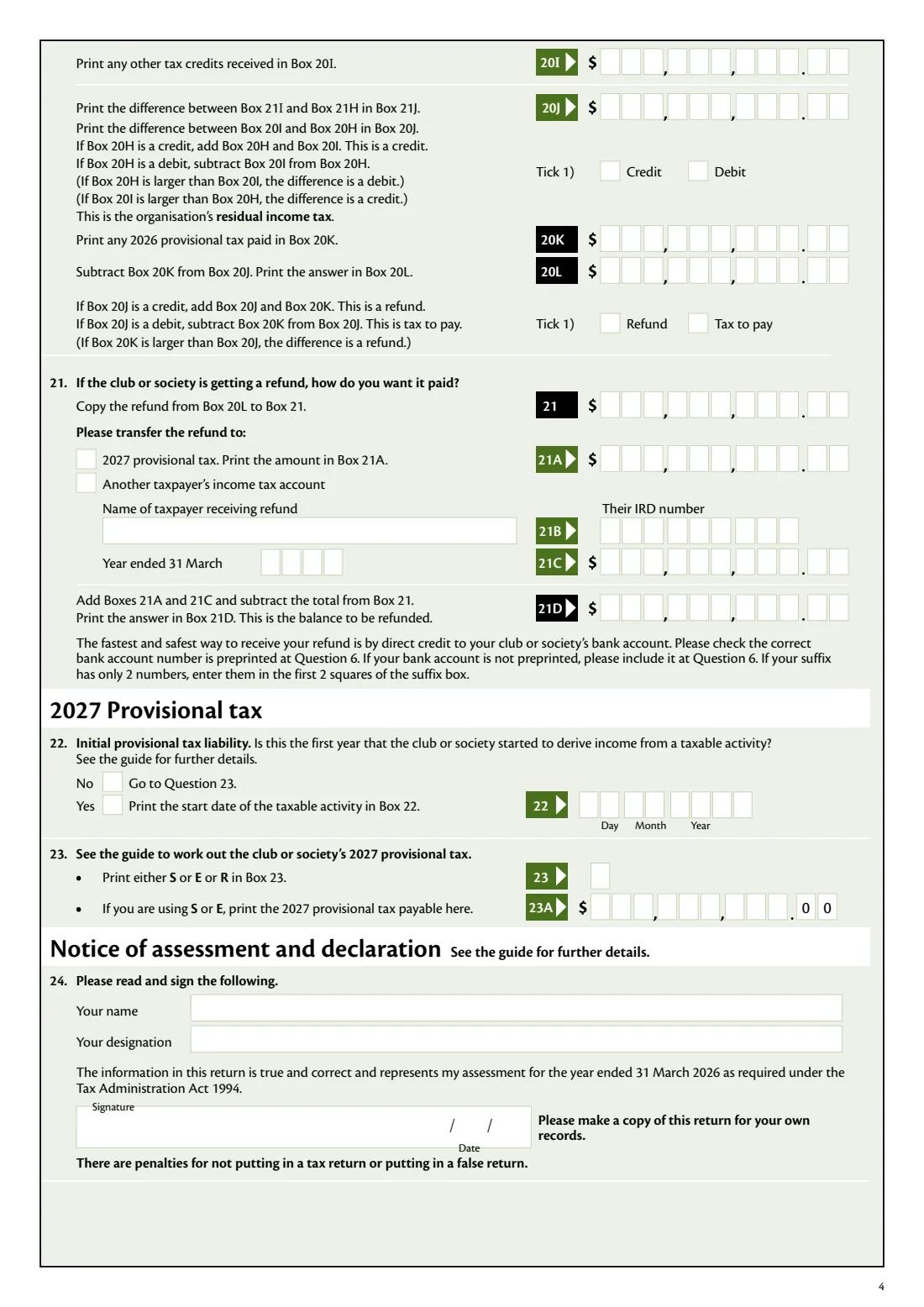 IR9 Clubs or societies return 2026 (2026) Income tax return: clubs or societies 2026 (1 April 2025 to 31 March 2026) — page 4 of 5