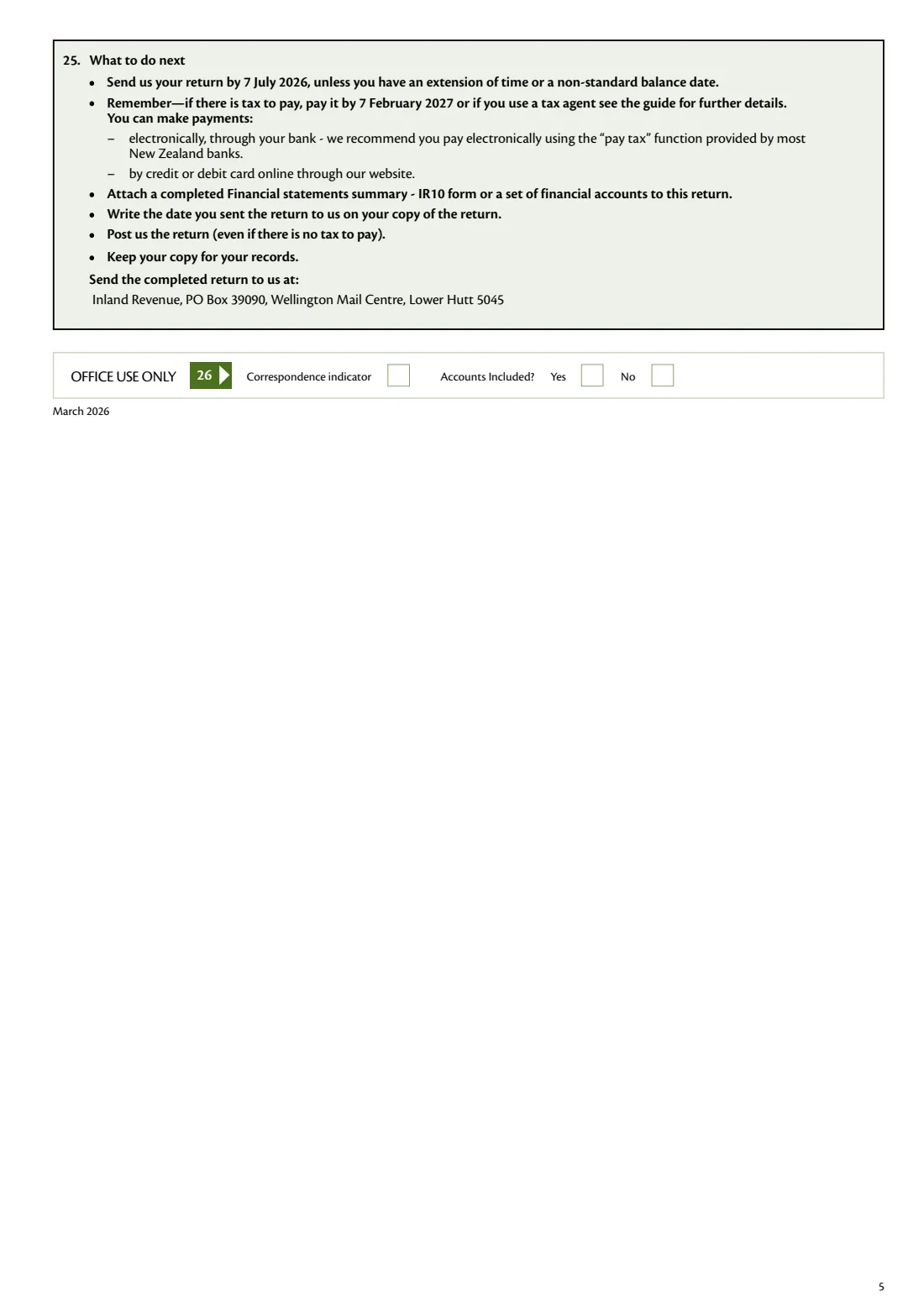 IR9 Clubs or societies return 2026 (2026) Income tax return: clubs or societies 2026 (1 April 2025 to 31 March 2026) — page 5 of 5