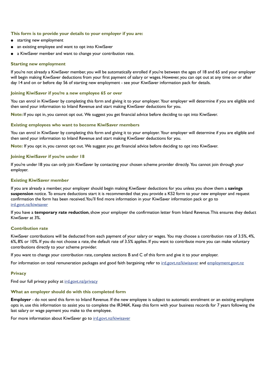 KS2 KiwiSaver deduction form (2026) KiwiSaver deduction form — page 2 of 2