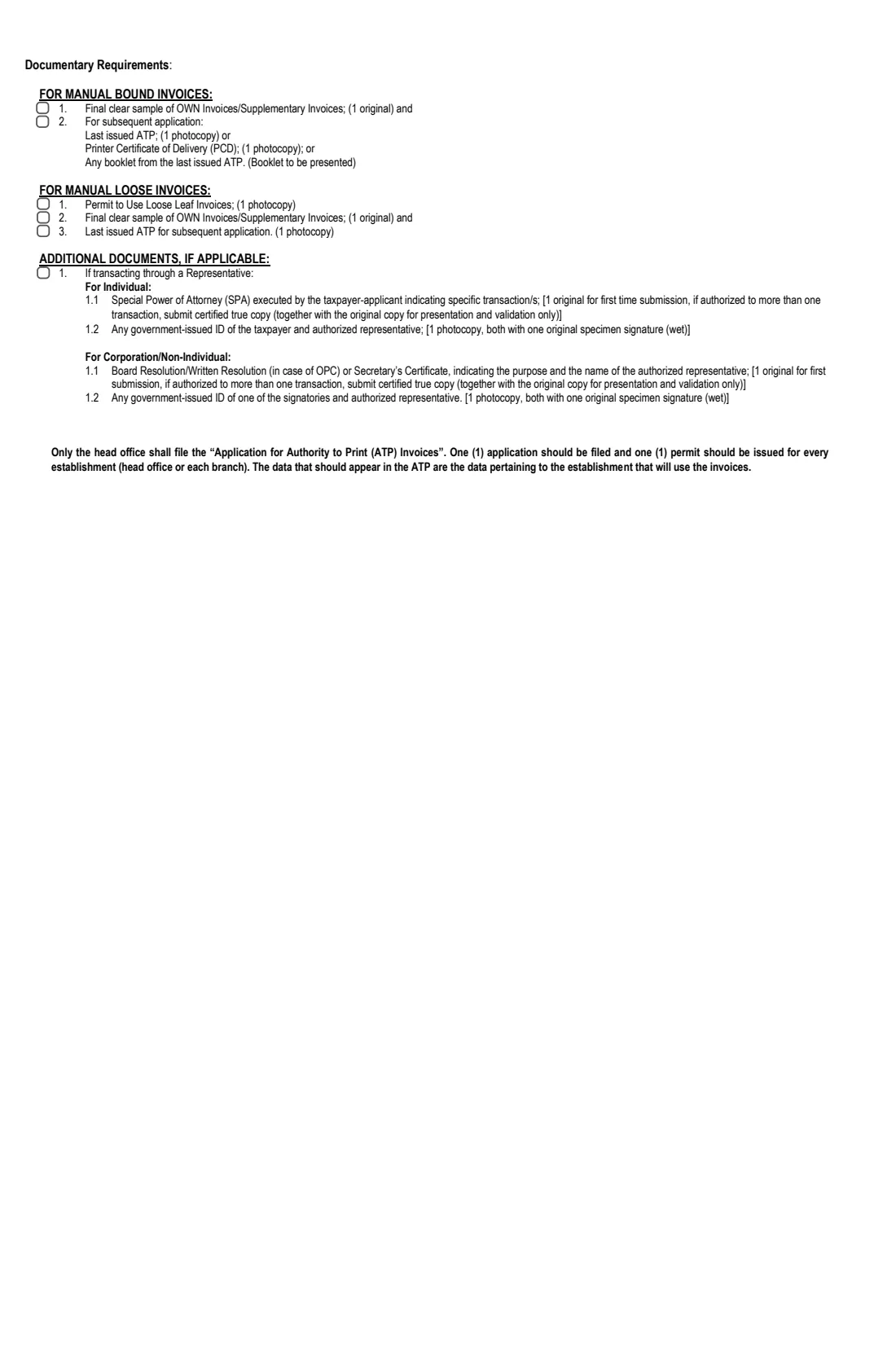 BIR Form 1906 authority to print invoices (2025) BIR Form 1906 — Application for Authority to Print Invoices — page 2 of 2