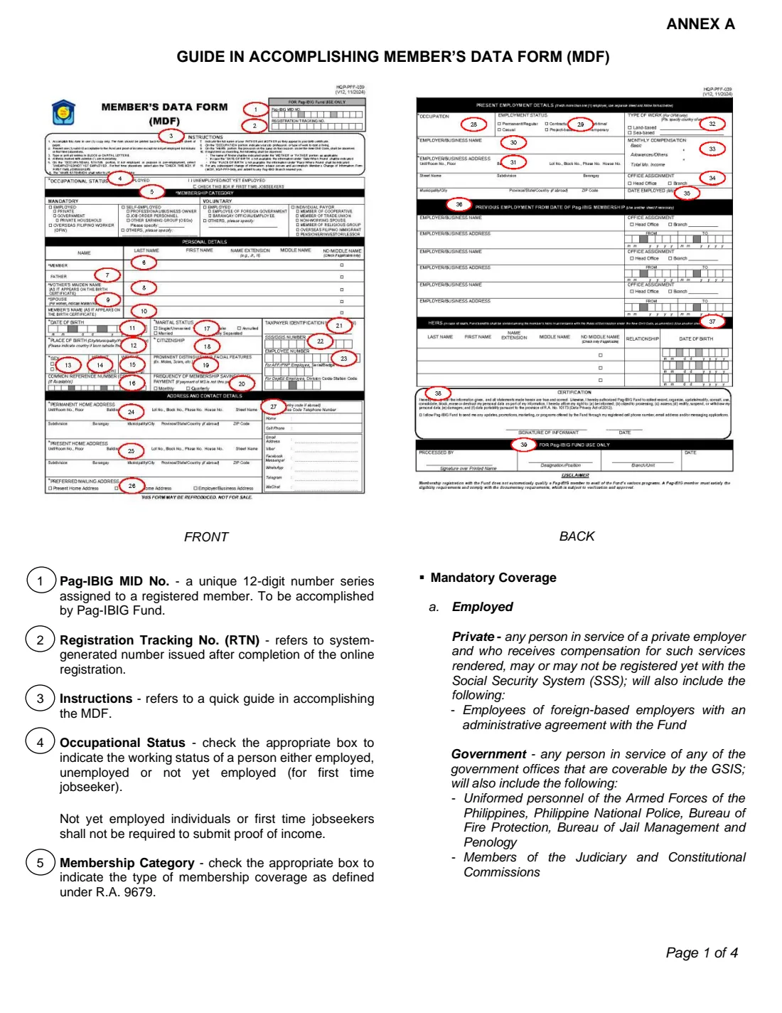 Pag-IBIG Member's Data Form (MDF) (2024) Member's Data Form (MDF) — page 3 of 6
