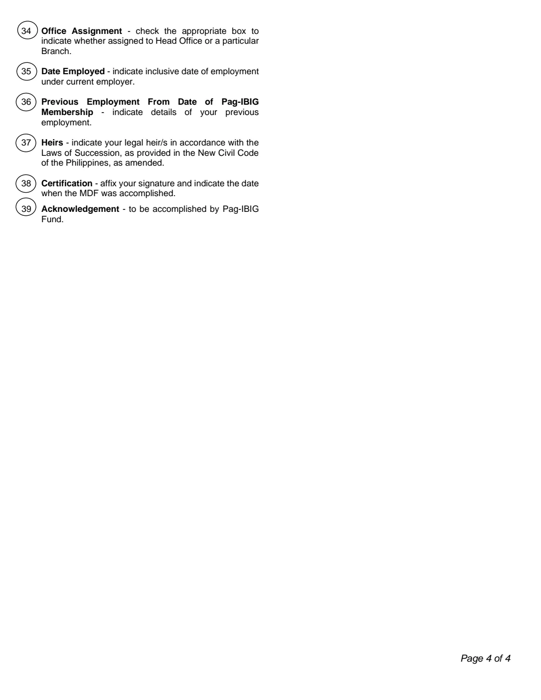 Pag-IBIG Member's Data Form (MDF) (2024) Member's Data Form (MDF) — page 6 of 6